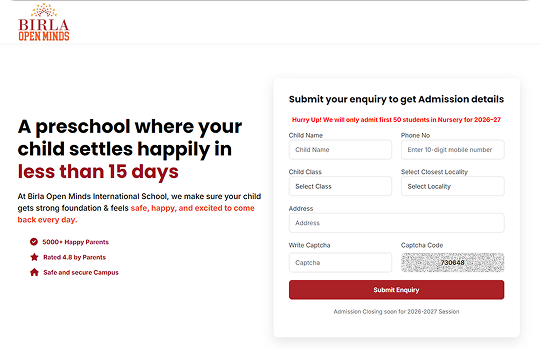 School lead generation landing page