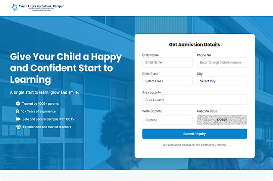 School admission landing page strategy