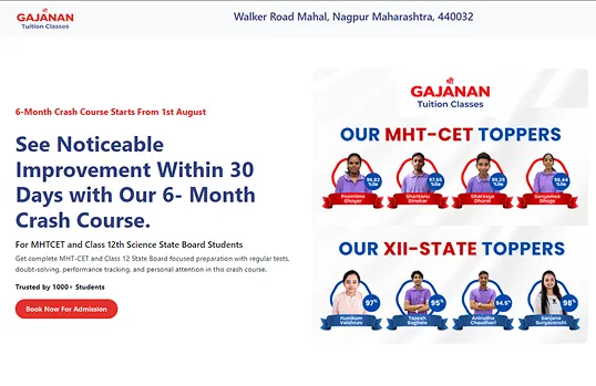 Course-specific lead generation landing page